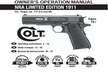 Cargar imagen en el visor de la galería, Colt Umarex NRA Limited Edition 1911 CO2 BB Pistol Owners Manual – Instant PDF Download