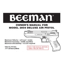 Load image into Gallery viewer, MODEL 2004 DELUXE PISTOL Beeman  Airgun Air Rifle Gun Pistol Owners Manuals Firearms Weapons Complete Set