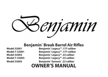 Lade das Bild in den Galerie-Viewer, Benjamin Genesis Legacy  Break Barrel Air Rifle Owner's Manual (Models 32001, 7-32001, 32003, 7-32003, 33005) – Instant PDF Download
