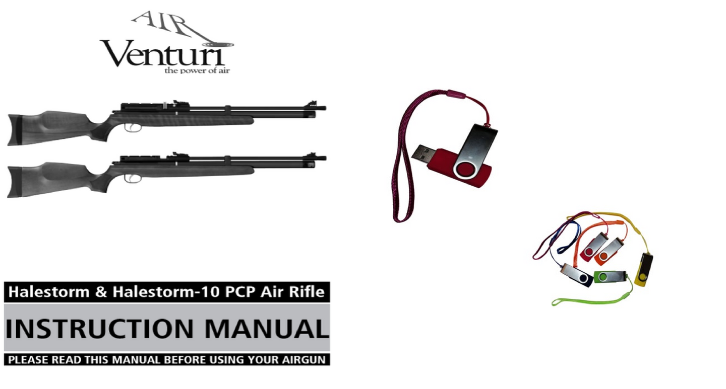 Air Venturi Halestorm & Halestorm-10 PCP Air Rifle Air Rifle Gun Owners Manual USB